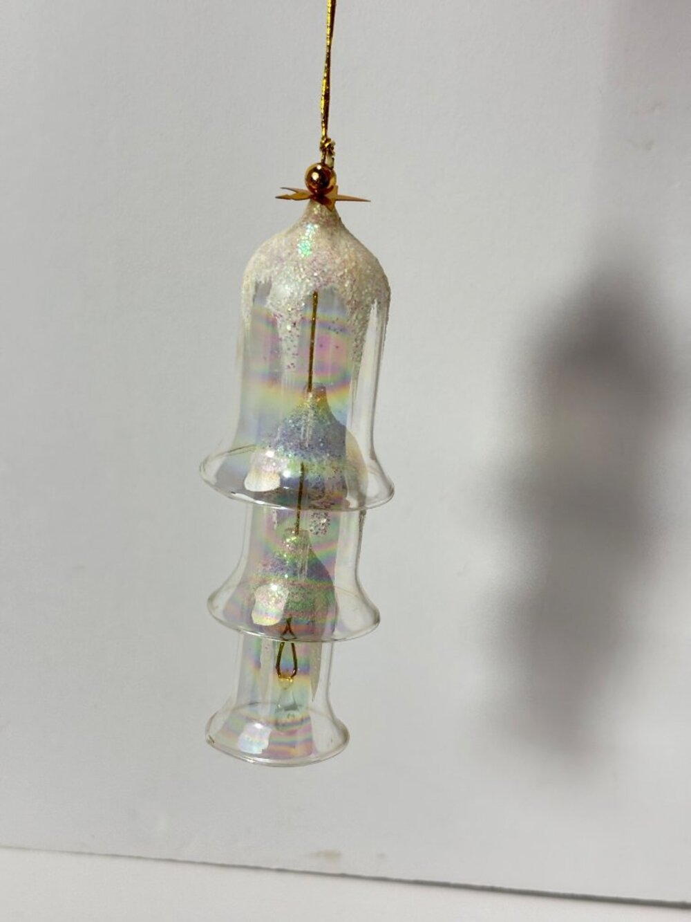 Russ Berrie The Bells Of Christmas Three-Tier Glass Bell Ornament With Glitter